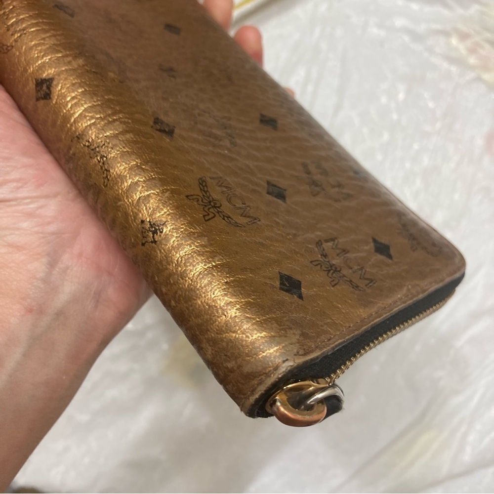 Mcm gold or copper leather zipper clutch wallet - Picture 8 of 11